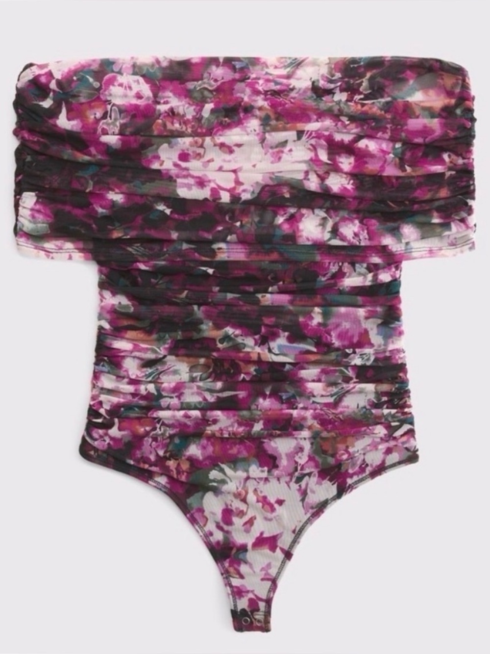 Abercrombie & Fitch Purple Floral Women's Mesh Foldover Bodysuit